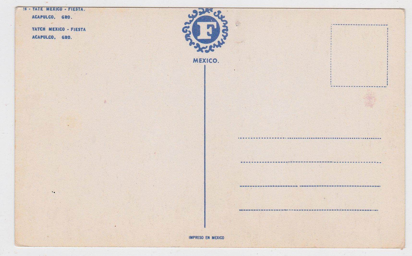 Yate Fiesta Harbor Cruise Ship Acapulco Mexico Postcard 1950's - TulipStuff