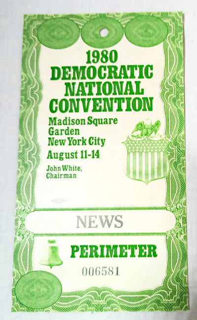 1980 Democratic National Convention Press Pass Madison Sq Garden NYC - TulipStuff
