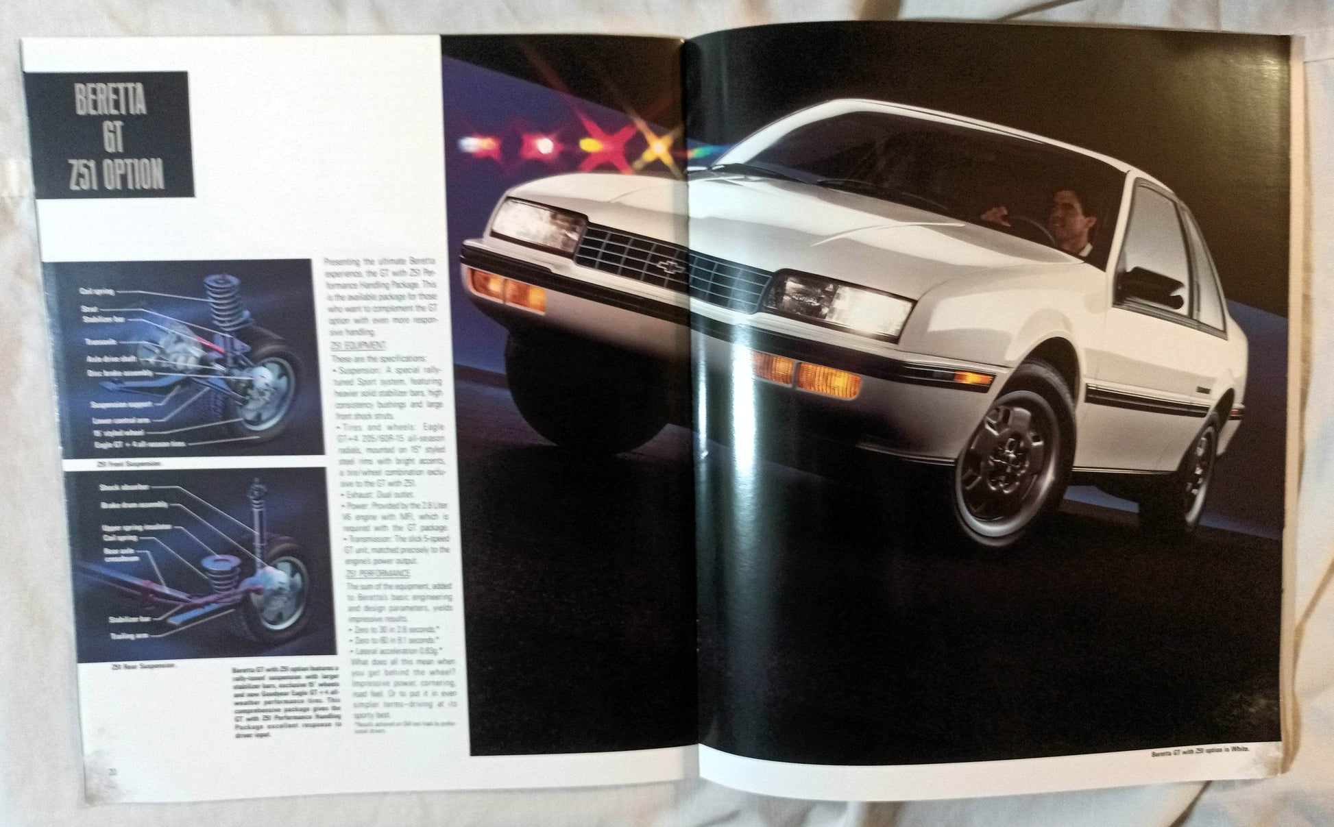 1988 Chevrolet Beretta Coupe CL GT Z51 Dealer Sales Brochure - TulipStuff