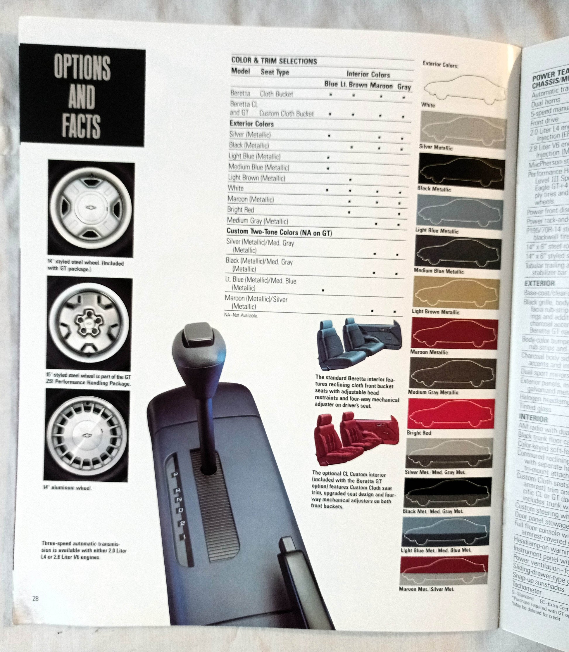 1988 Chevrolet Beretta Coupe CL GT Z51 Dealer Sales Brochure - TulipStuff