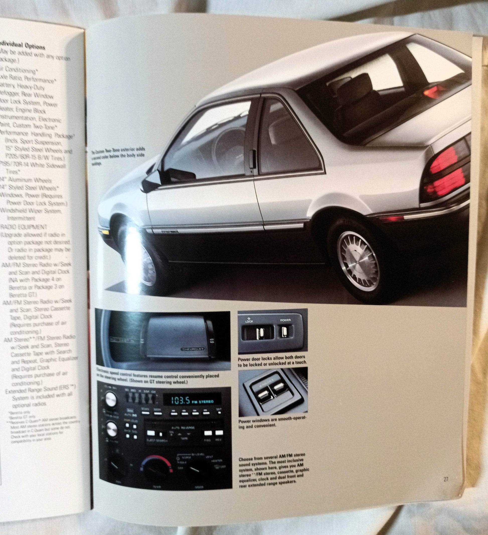 1988 Chevrolet Beretta Coupe CL GT Z51 Dealer Sales Brochure - TulipStuff