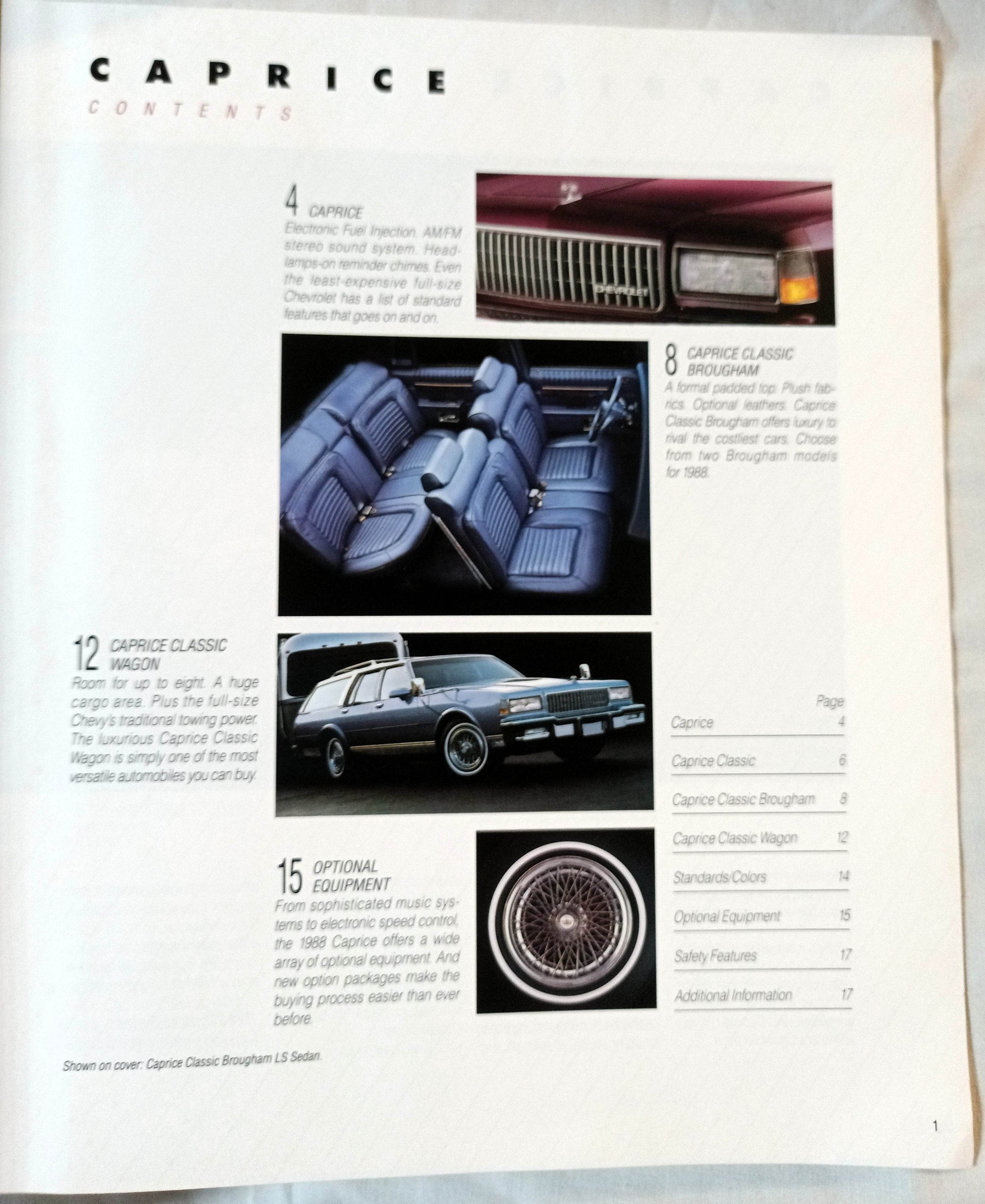 1988 Chevrolet Caprice Classic Brougham Wagon Dealer Sales Brochure - TulipStuff