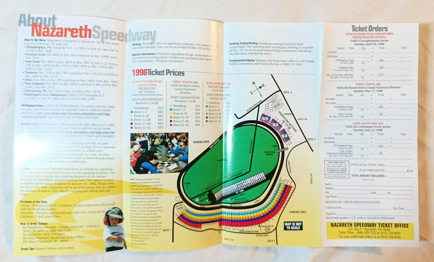 Nazareth Speedway 1998 Race Schedule Info Brochure Pennsylvania - TulipStuff