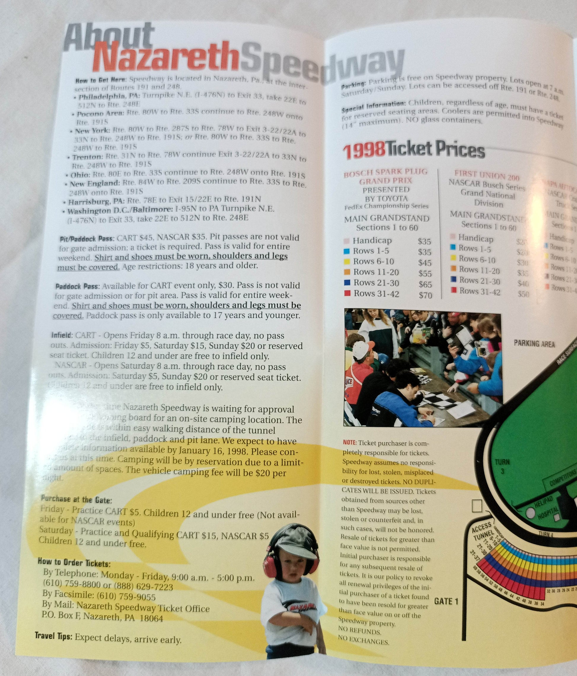 Nazareth Speedway 1998 Race Schedule Info Brochure Pennsylvania - TulipStuff