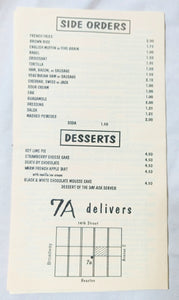 7A Cafe Avenue A NYC Restaurant Takeout Menu Early 2000's - TulipStuff