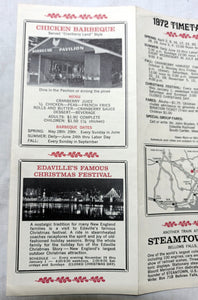 Edaville Railroad 1972 Timetable Brochure Narrow Gauge Steam Powered RR