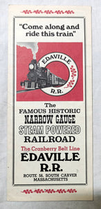 Edaville Railroad 1972 Timetable Brochure Narrow Gauge Steam Powered RR