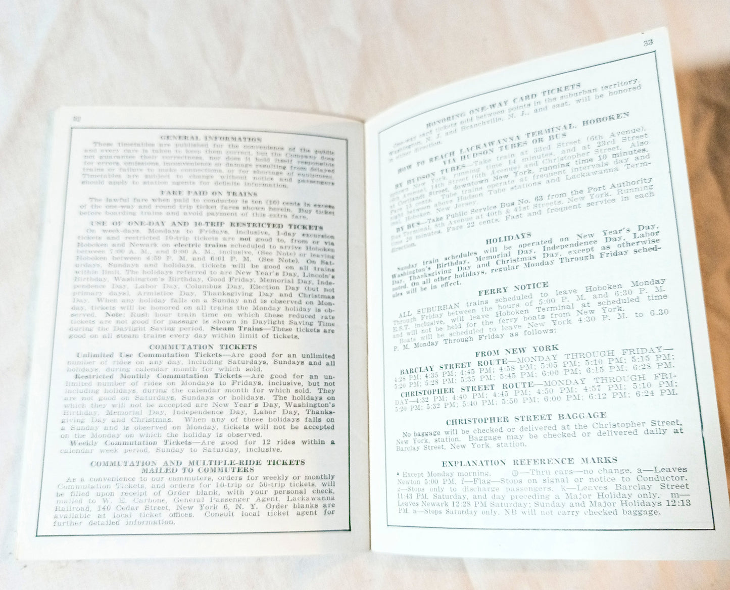 Delaware Lackawanna & Western Railroad Suburban Timetables 1951 - TulipStuff