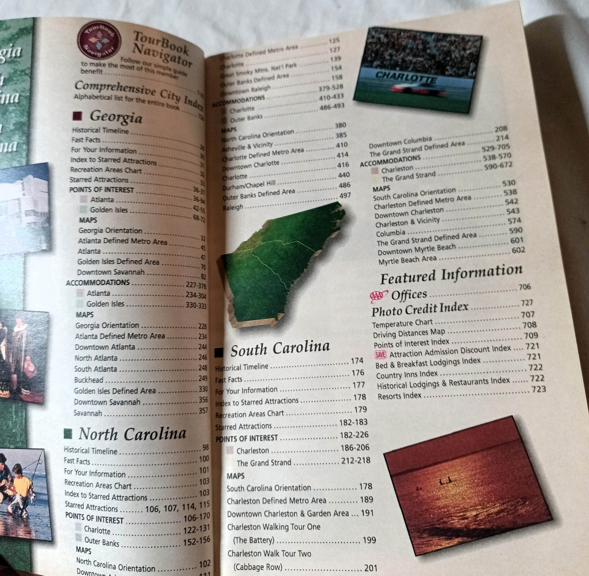 AAA TourBook 1999 Georgia North Carolina South Carolina Travel Guide - TulipStuff