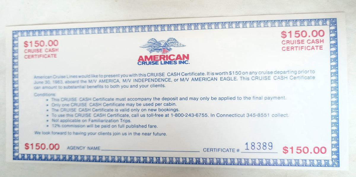 American Cruise Lines 1982-83 mv Independence mv America Brochure - TulipStuff