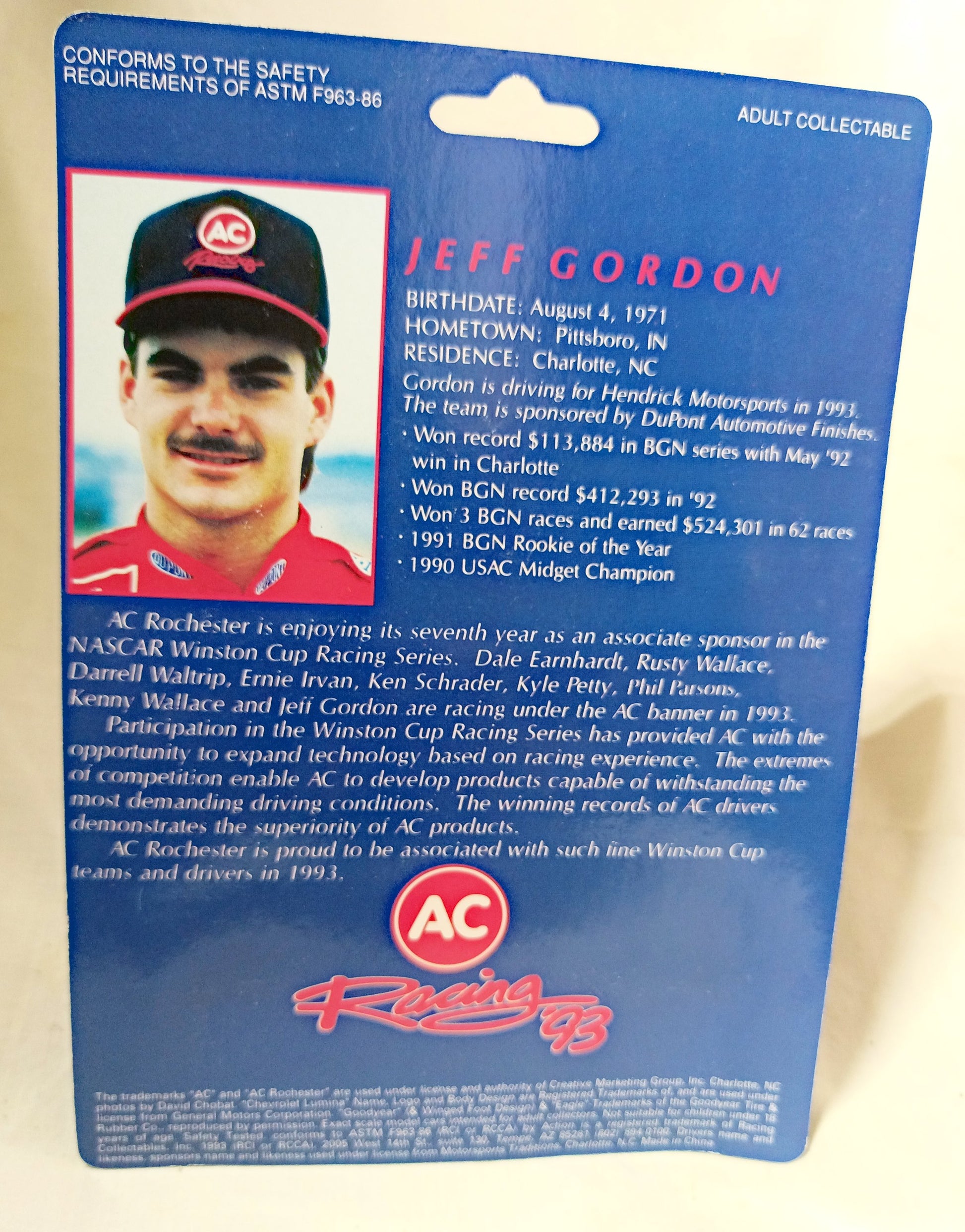Action Racing Collectibles 1993 AC Racing Jeff Gordon DuPont Lumina - TulipStuff