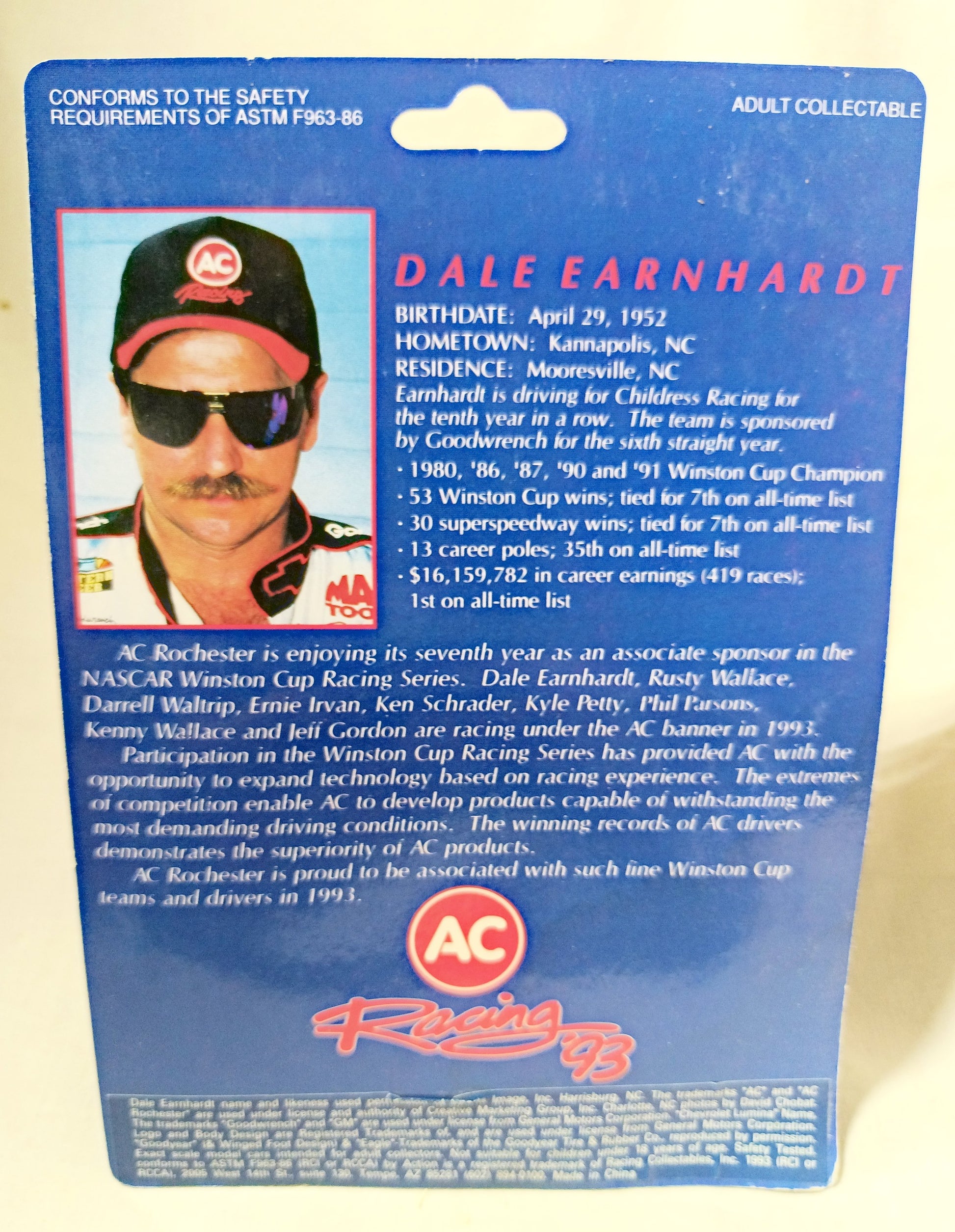 Action Racing Collectibles 1993 AC Racing Dale Earnhardt Goodwrench - TulipStuff