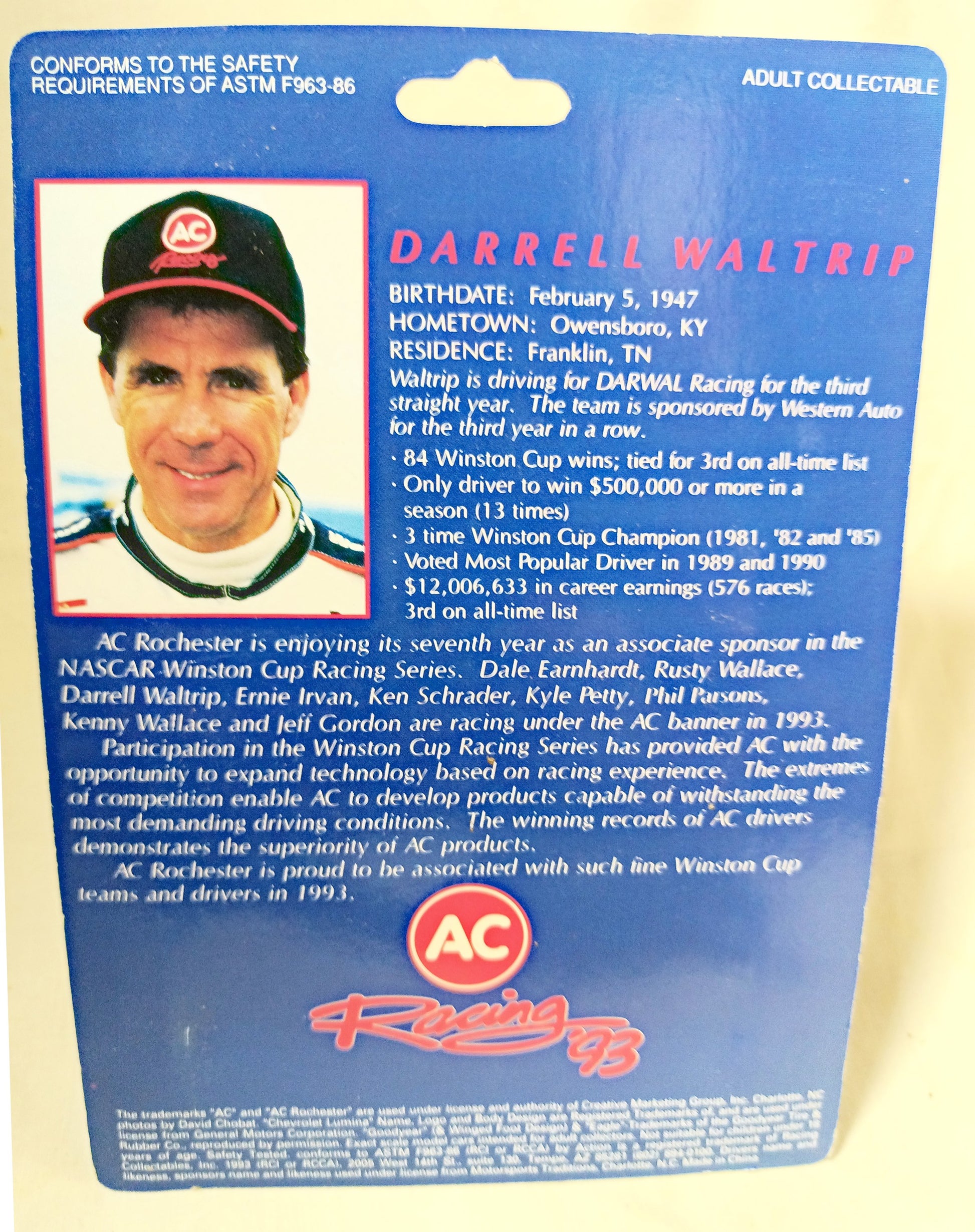 Action Racing Collectibles 1993 AC Racing Darrell Waltrip Western Auto - TulipStuff