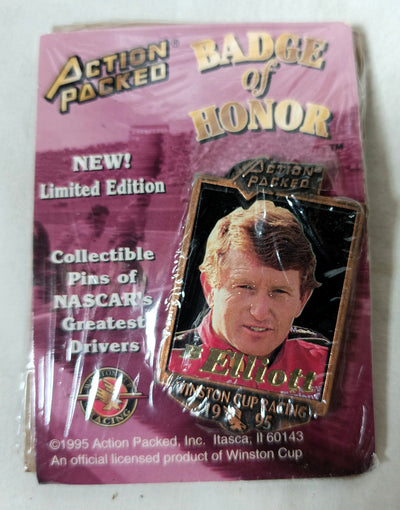 Action Packed Badge Of Honor Bill Elliott 1995 Winston Cup Collectible Pin - TulipStuff