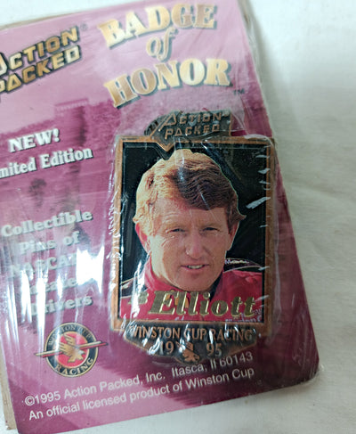 Action Packed Badge Of Honor Bill Elliott 1995 Winston Cup Collectible Pin - TulipStuff