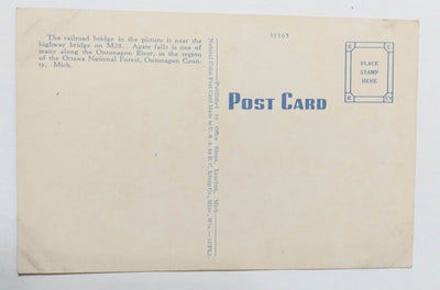 Agate Falls Railroad Bridge Ottawa Nat'l Forest Ontonagon County 1930's - TulipStuff