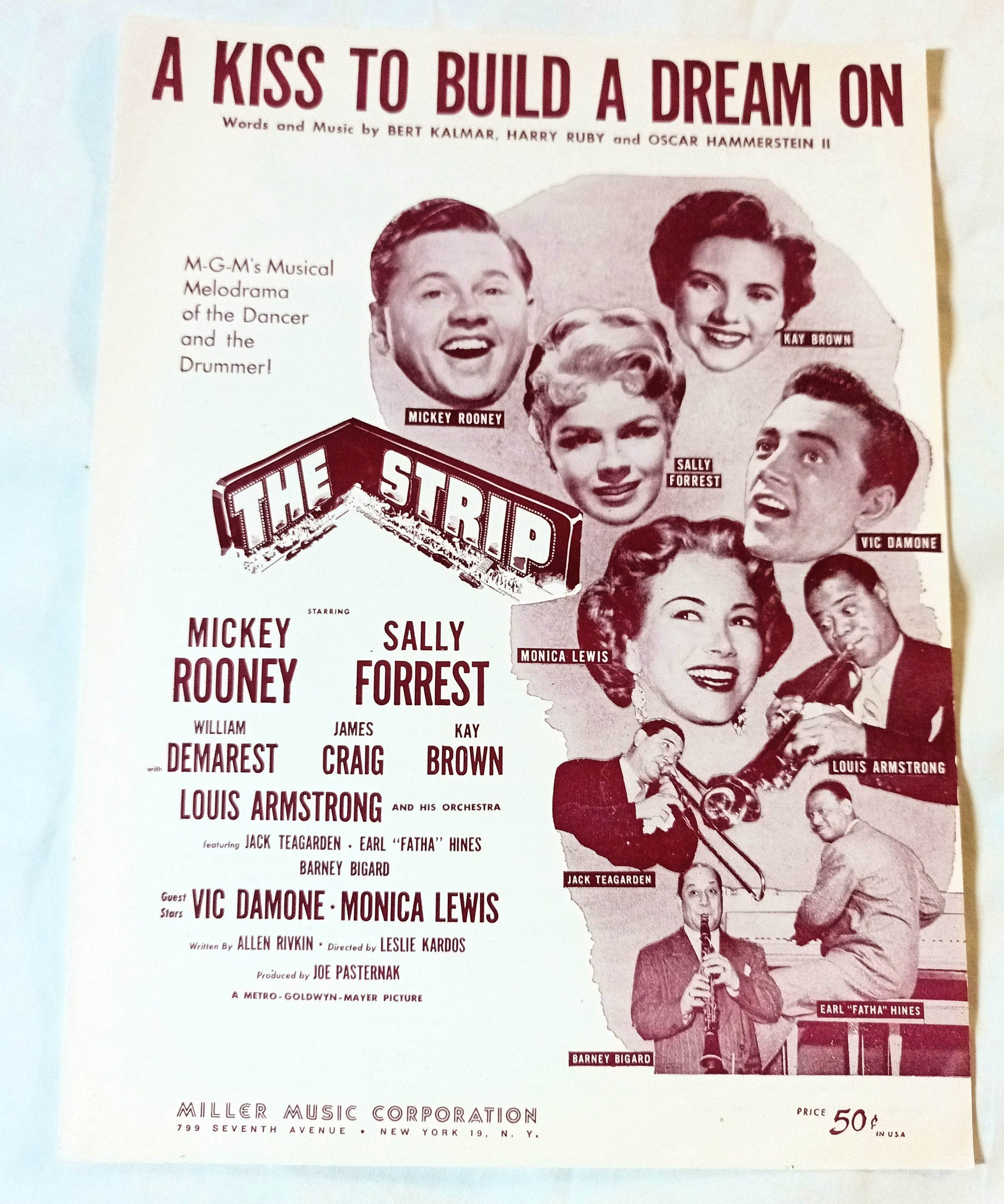 A Kiss To Build A Dream On The Strip Mickey Rooney Sheet Music 1951 - TulipStuff