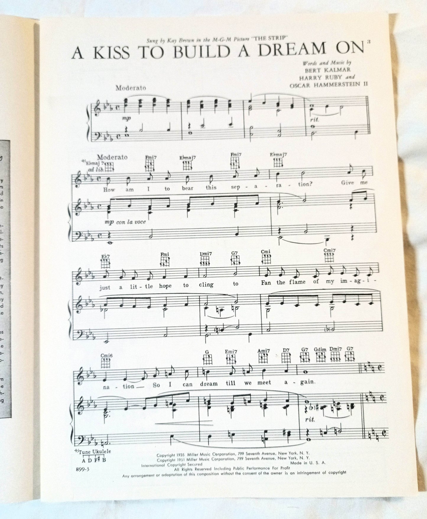 A Kiss To Build A Dream On The Strip Mickey Rooney Sheet Music 1951 - TulipStuff