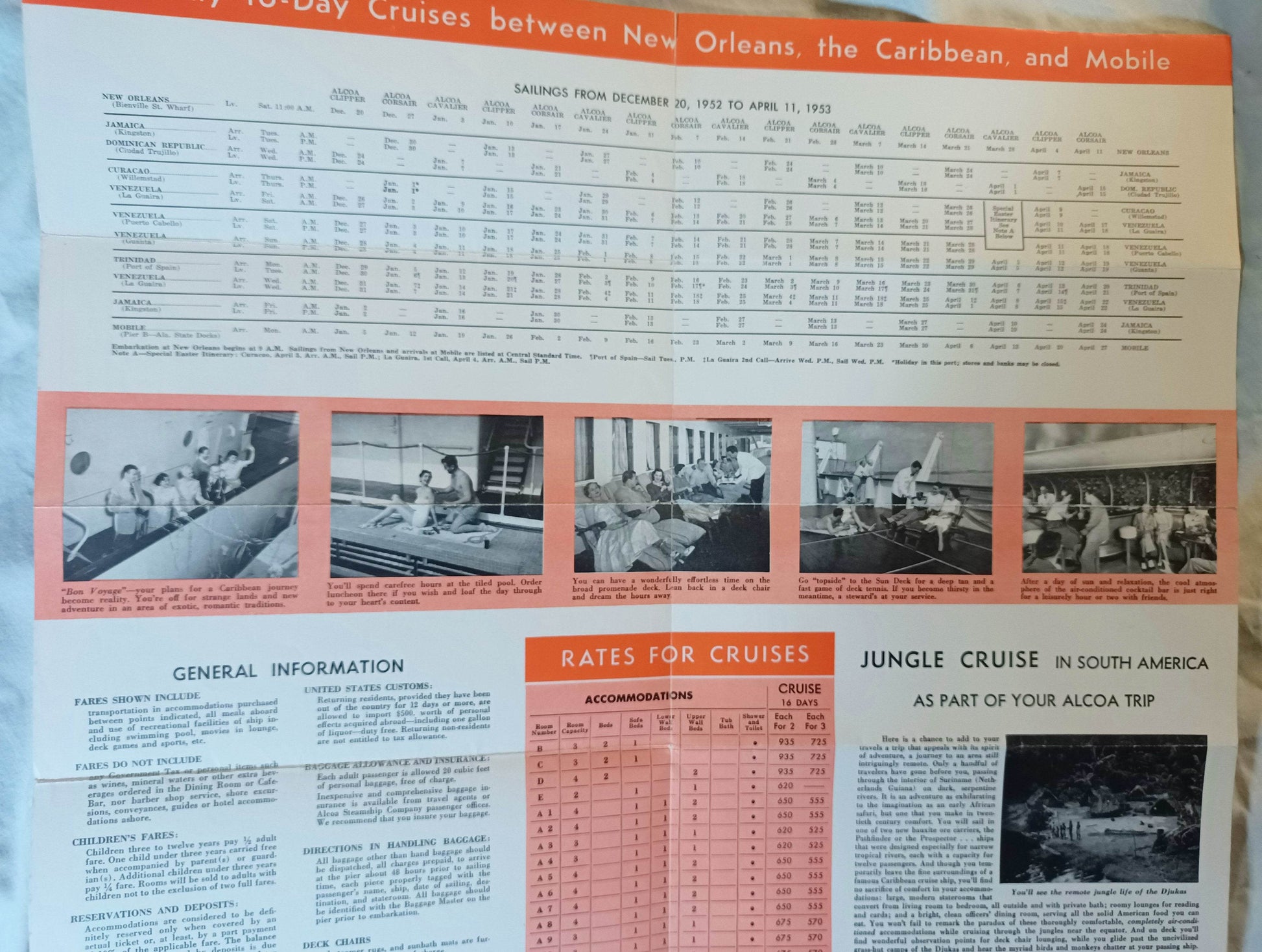 ALCOA Steamship Co Passenger Cargo Caribbean Cruises Winter 1953-54 - TulipStuff
