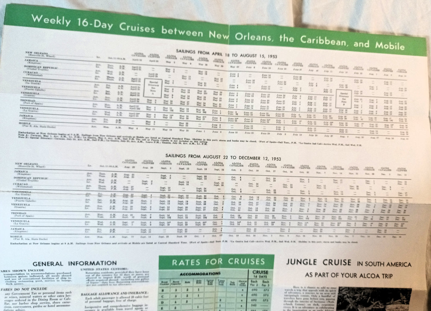 ALCOA Steamship Co Passenger Cargo Caribbean Cruises Brochure 1953 - TulipStuff