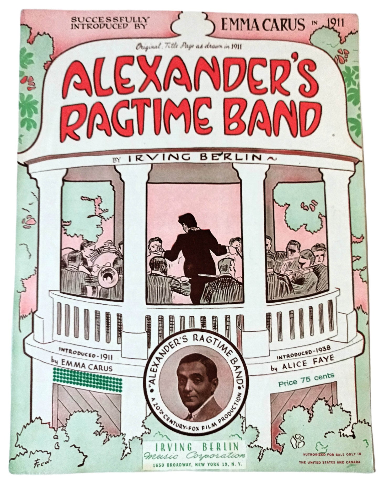 Alexander's Ragtime Band Irving Berlin Emma Carus Sheet Music 1938 - TulipStuff