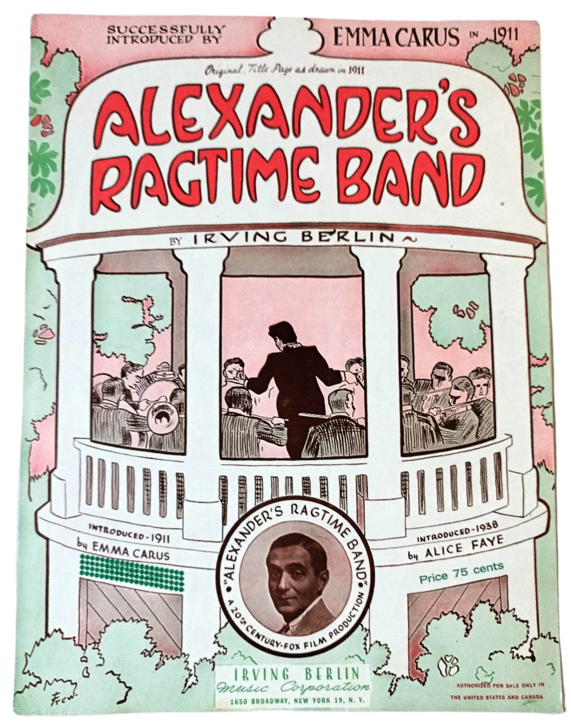 Alexander's Ragtime Band Irving Berlin Emma Carus Sheet Music 1938 - TulipStuff