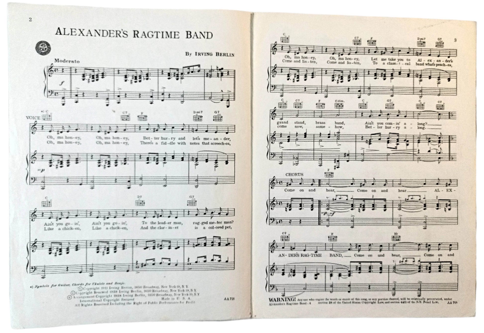Alexander's Ragtime Band Irving Berlin Emma Carus Sheet Music 1938 - TulipStuff