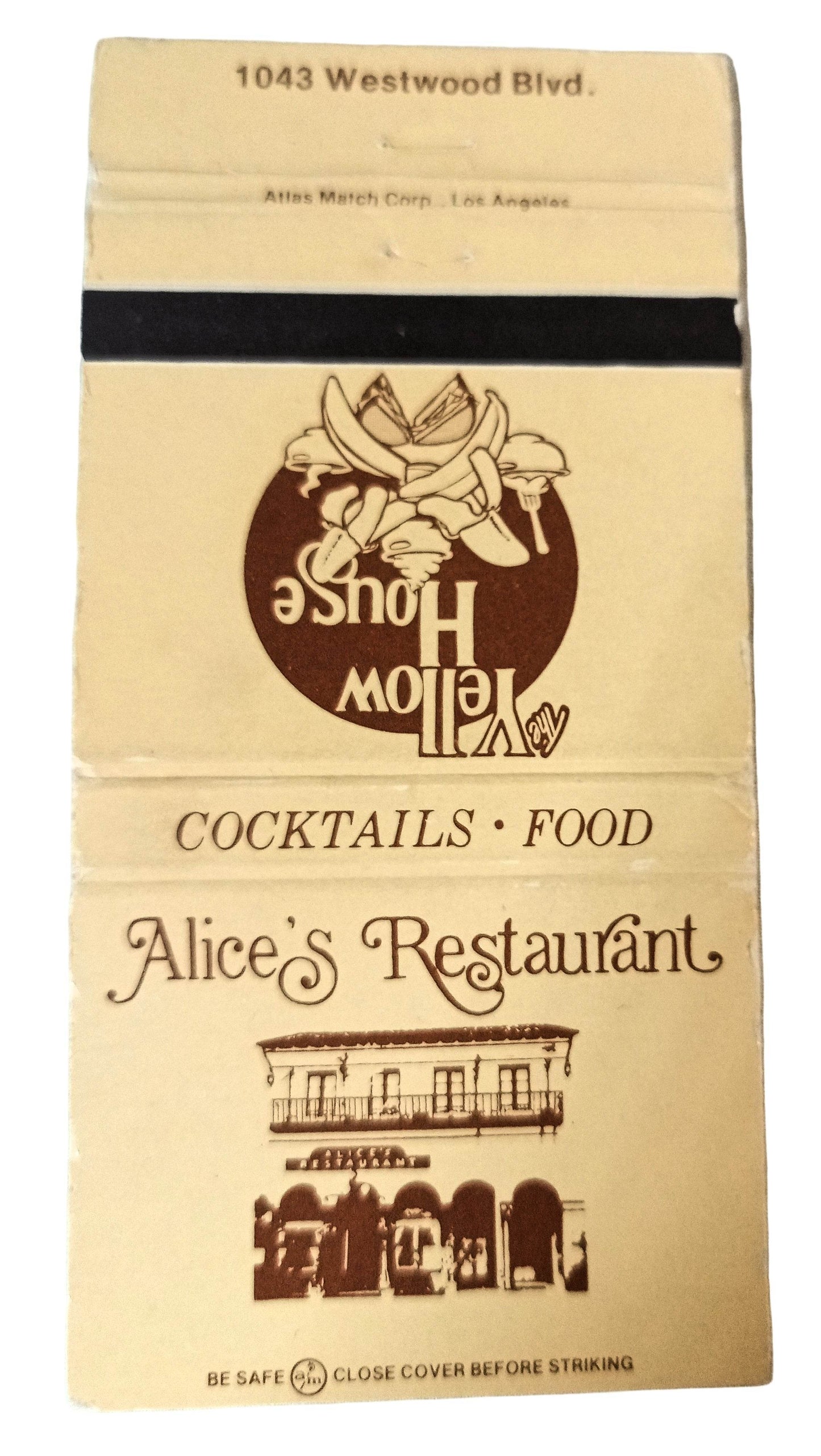Alice's Restaurant Westwood / Yellow House Santa Monica Matchbook Cover - TulipStuff