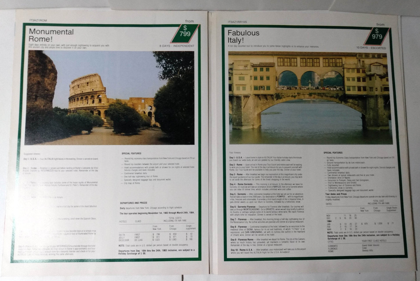 Alitalia Airlines Winter 1983-84 Italy Loves You Tour Brochure - TulipStuff