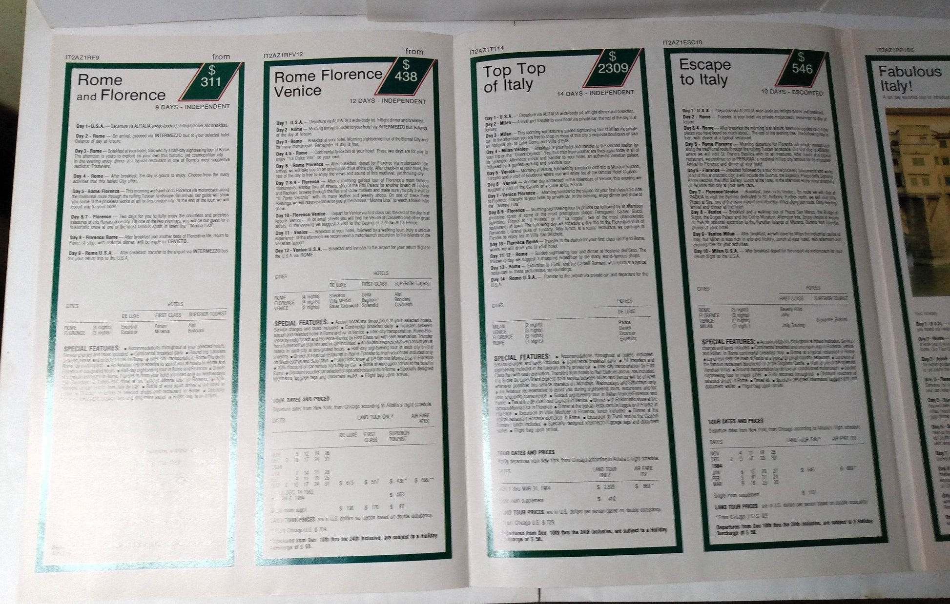 Alitalia Airlines Winter 1983-84 Italy Loves You Tour Brochure - TulipStuff