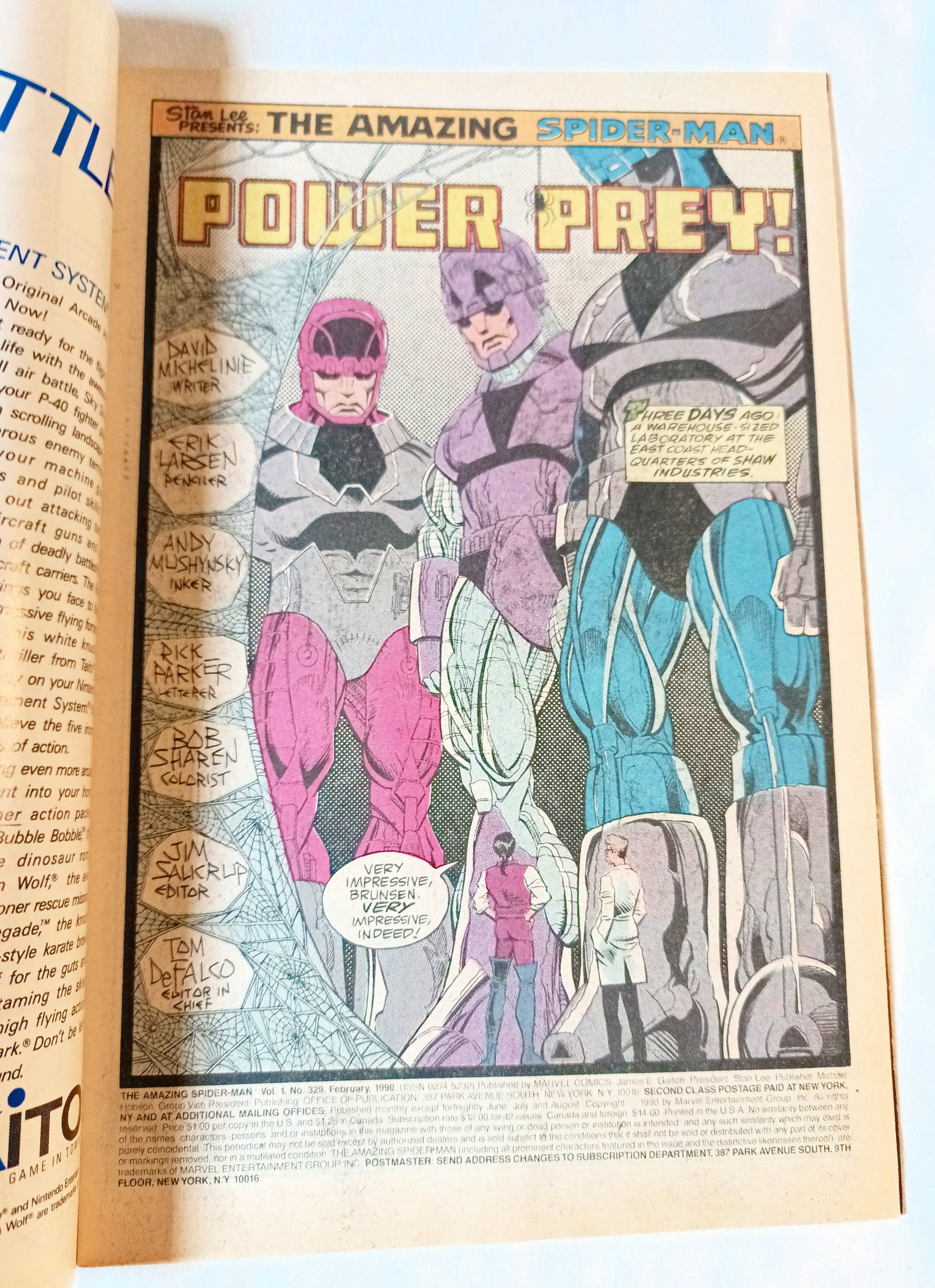 The Amazing Spiderman 329 February 1990 Marvel Comics Tri-Sentinel - TulipStuff