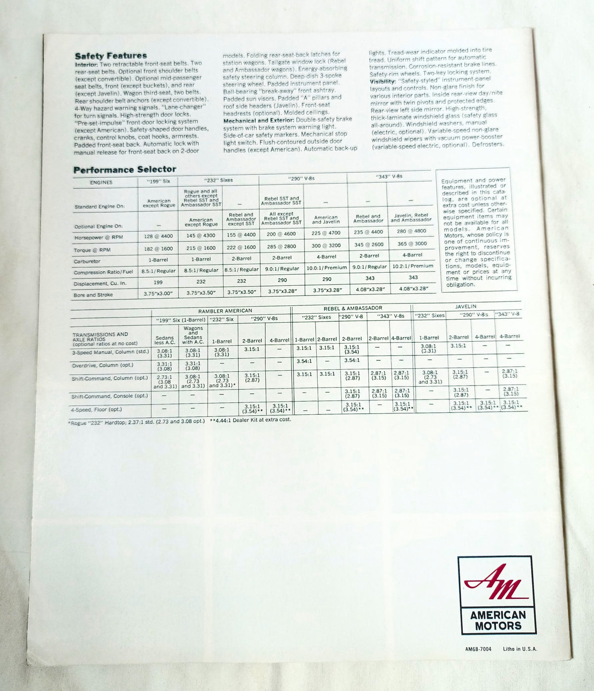 American Motors 1968 Full Line Guide Javelin Rebel Ambassador Rambler - TulipStuff