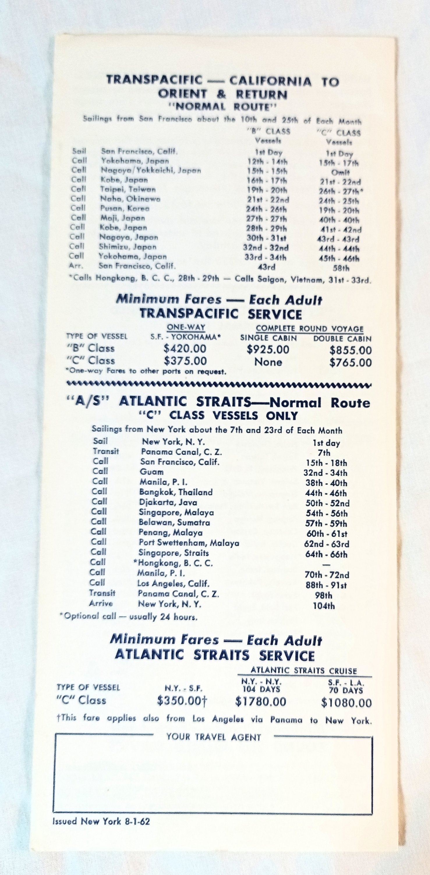 American President Lines Cargoliner Schedules Fares Brochures 1963-65 - TulipStuff