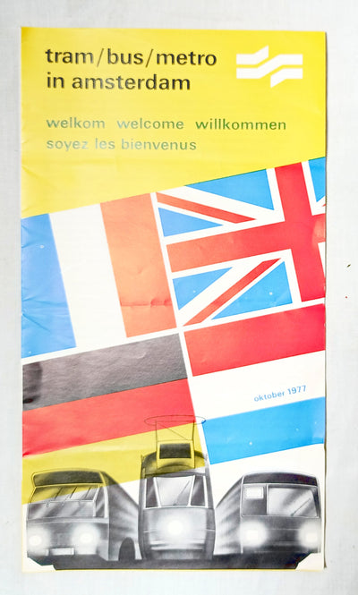 GVB Amsterdam Municipal Transit Tram Bus Metro Tourist Info Map 1977 - TulipStuff