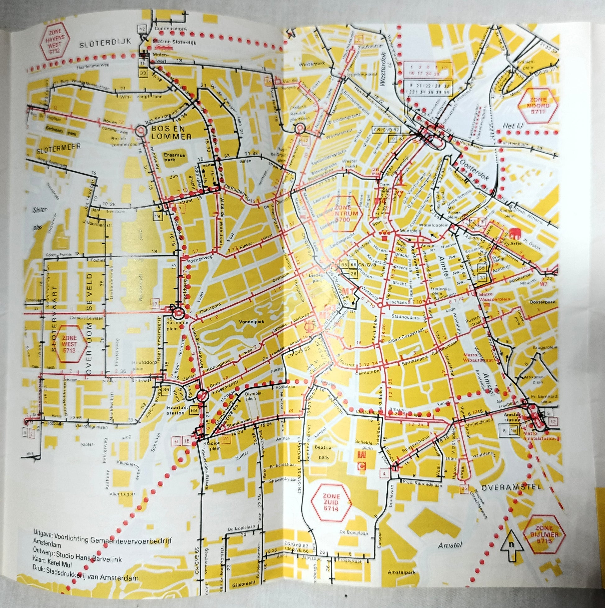 GVB Amsterdam Municipal Transit Tram Bus Metro Tourist Info Map 1977 - TulipStuff