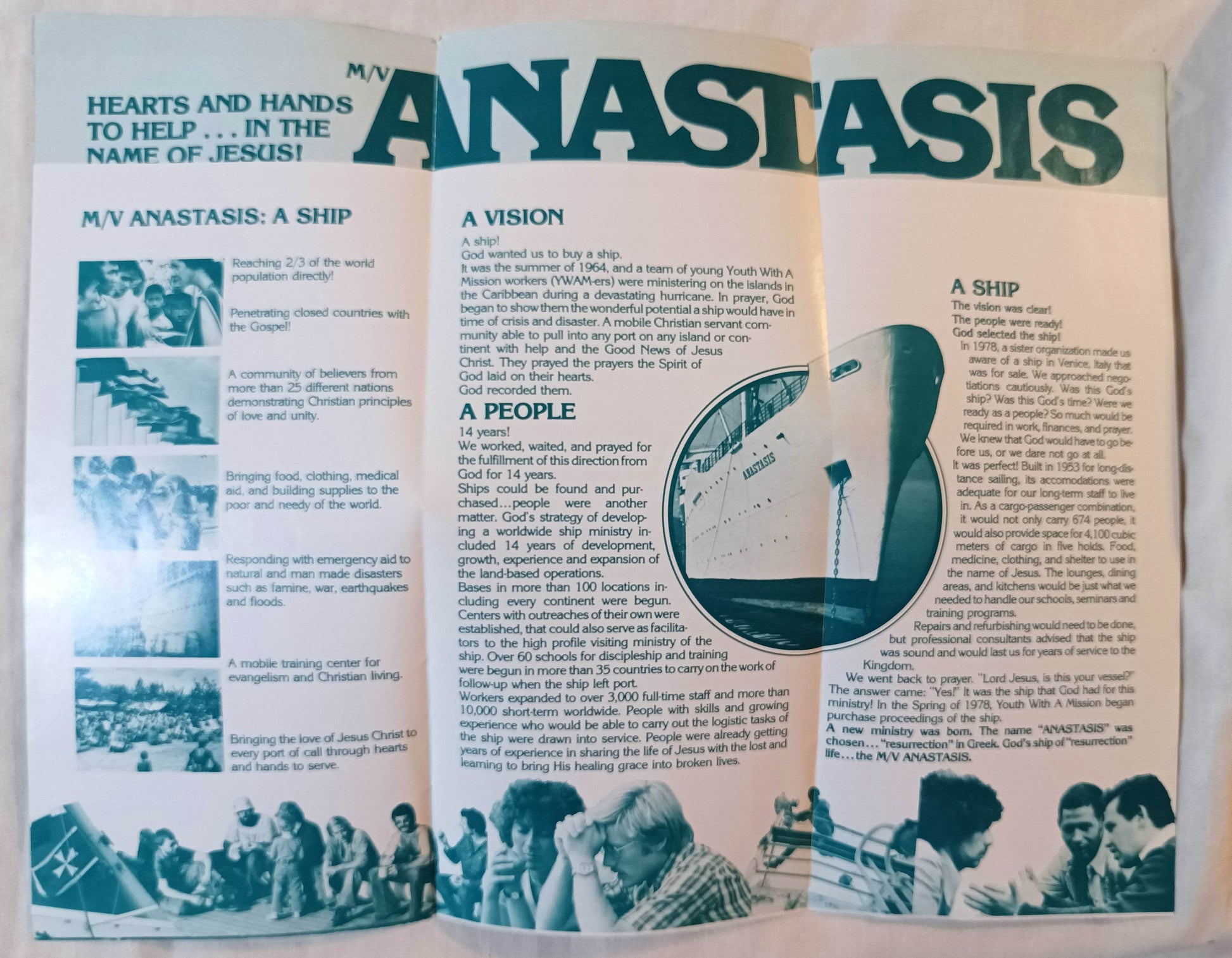 MV Anastasis Hospital Ship YWAM Mercy Ships 1963-64 Brochure 1980's - TulipStuff