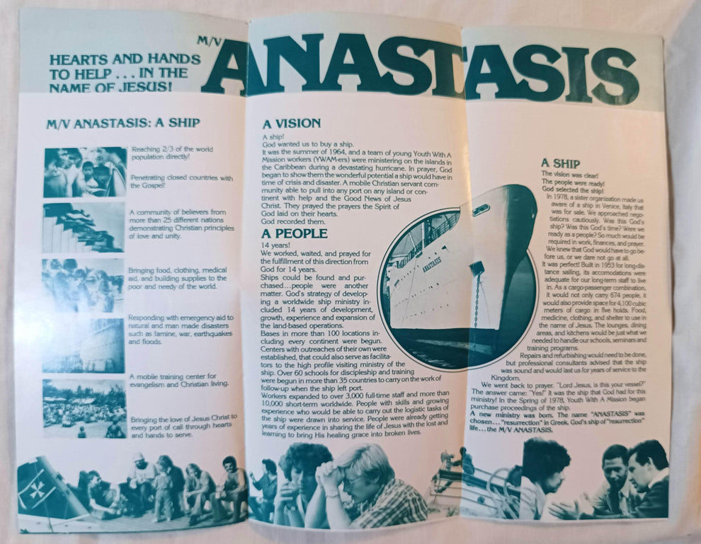 MV Anastasis Hospital Ship YWAM Mercy Ships Brochure Early 1980's ...