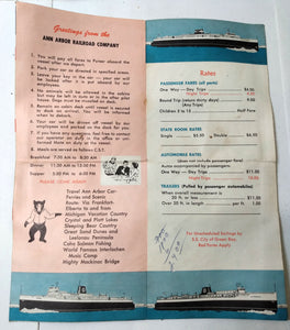 Ann Arbor Railroad Carferry Schedule Summer 1969 Manitowac Frankfort - TulipStuff