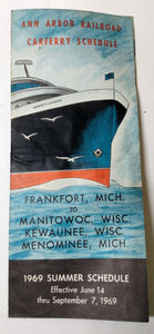 Ann Arbor Railroad Carferry Schedule Summer 1969 Manitowac Frankfort - TulipStuff