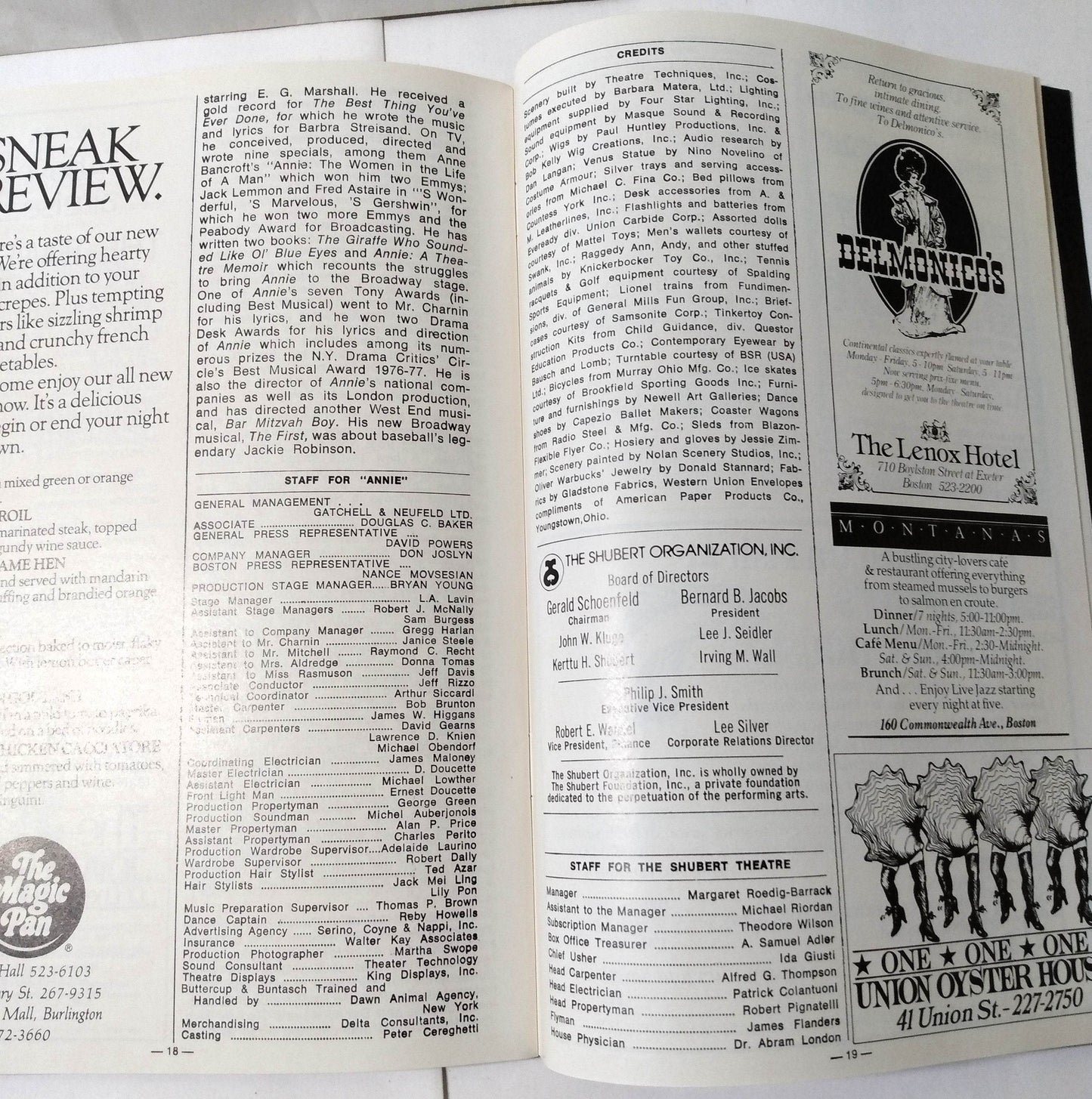 Annie Playbill Shubert Theatre Boston March 1982 Kristi Coombs Reid Shelton - TulipStuff