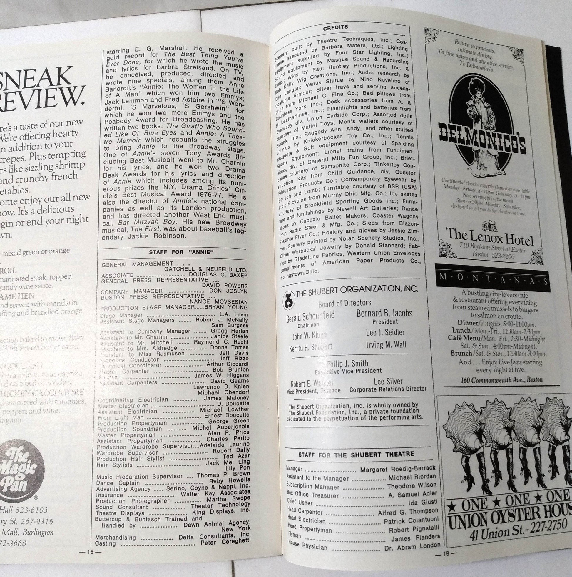 Annie Playbill Shubert Theatre Boston March 1982 Kristi Coombs Reid Shelton - TulipStuff