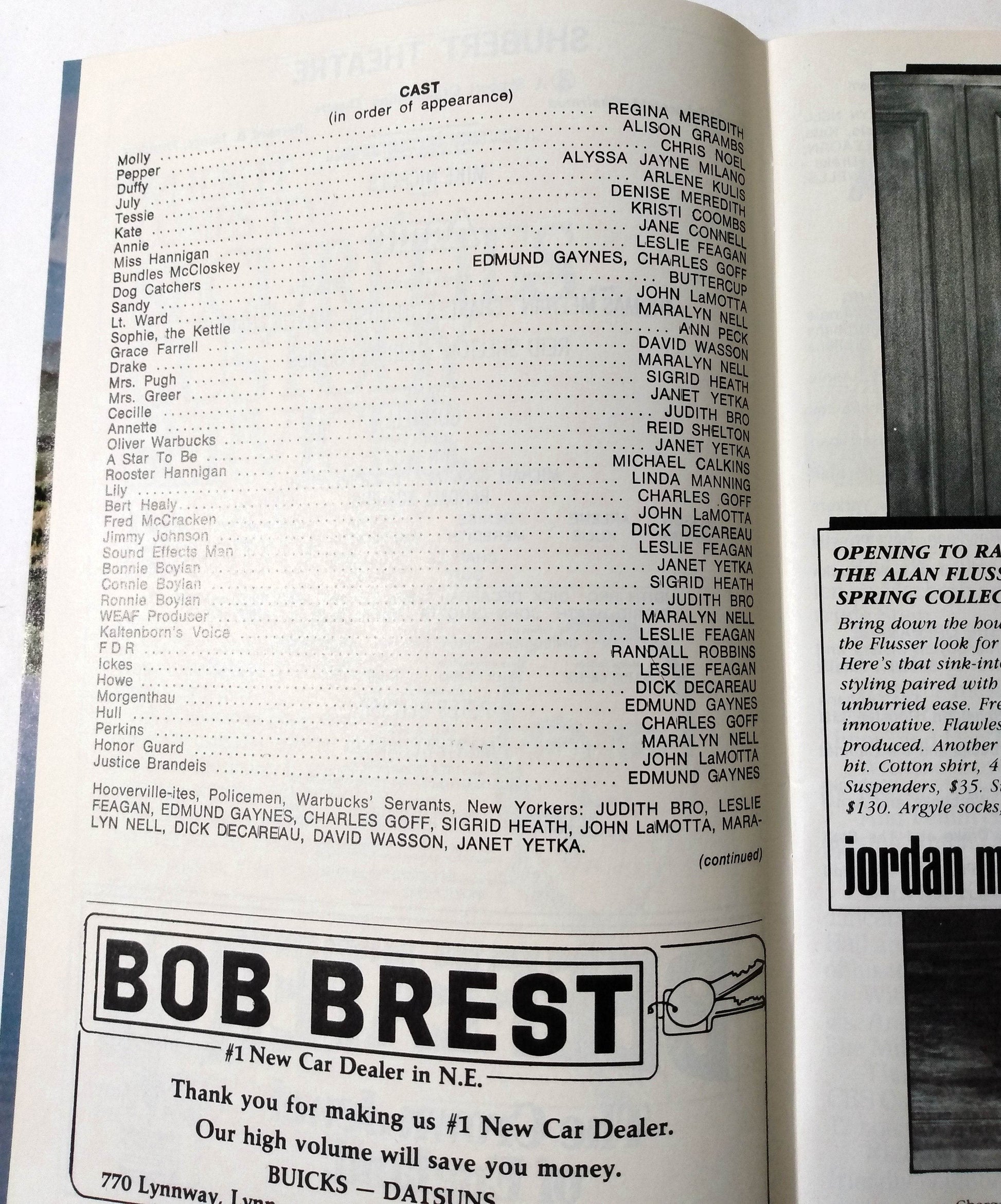 Annie Playbill Shubert Theatre Boston March 1982 Kristi Coombs Reid Shelton - TulipStuff