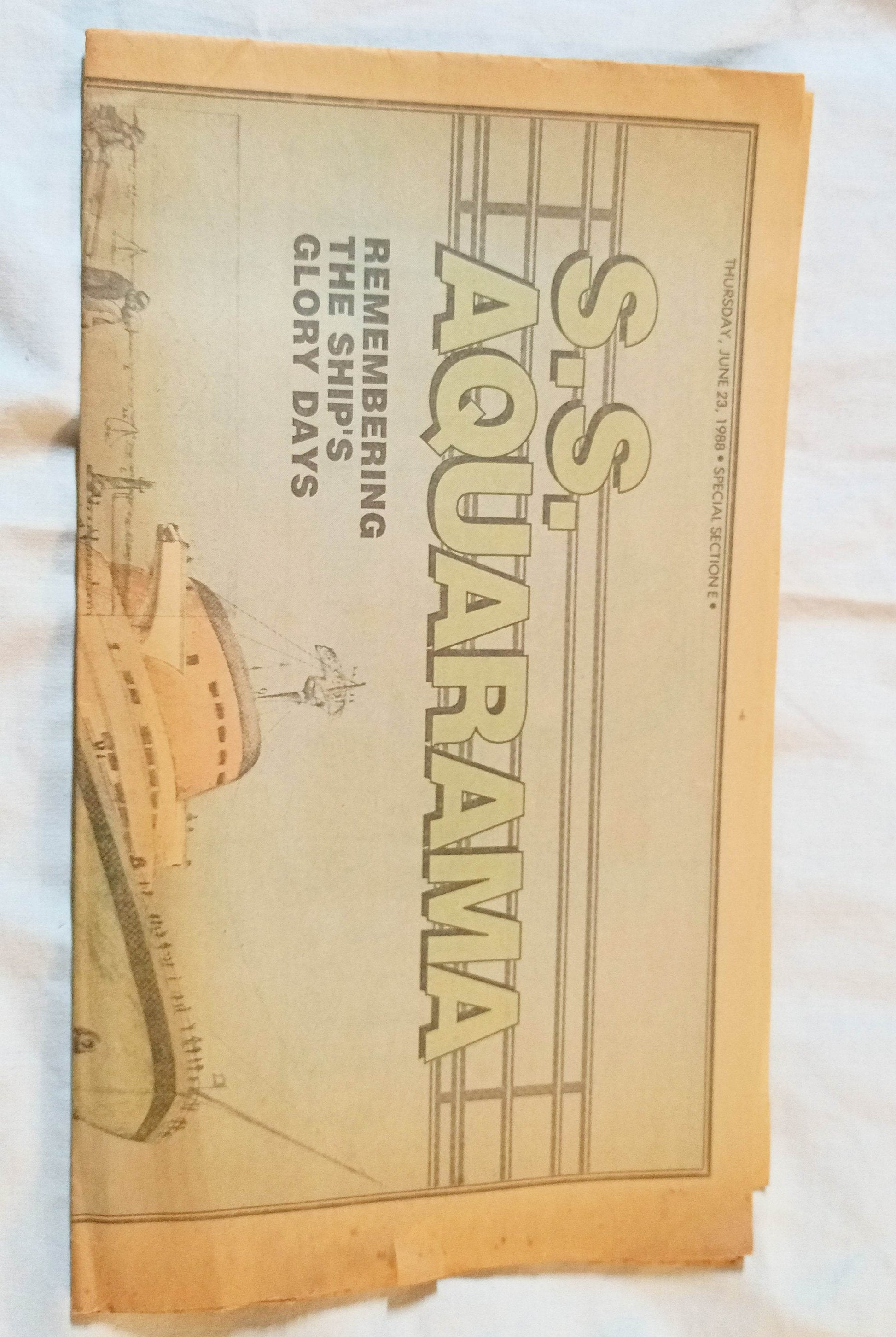 Aquarama Remembering The Ship's Glory Days Newspaper Insert 1988 - Tuliptuff