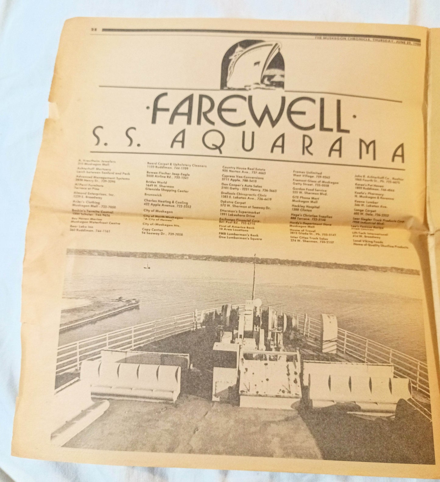 Aquarama Remembering The Ship's Glory Days Newspaper Insert 1988 - Tuliptuff