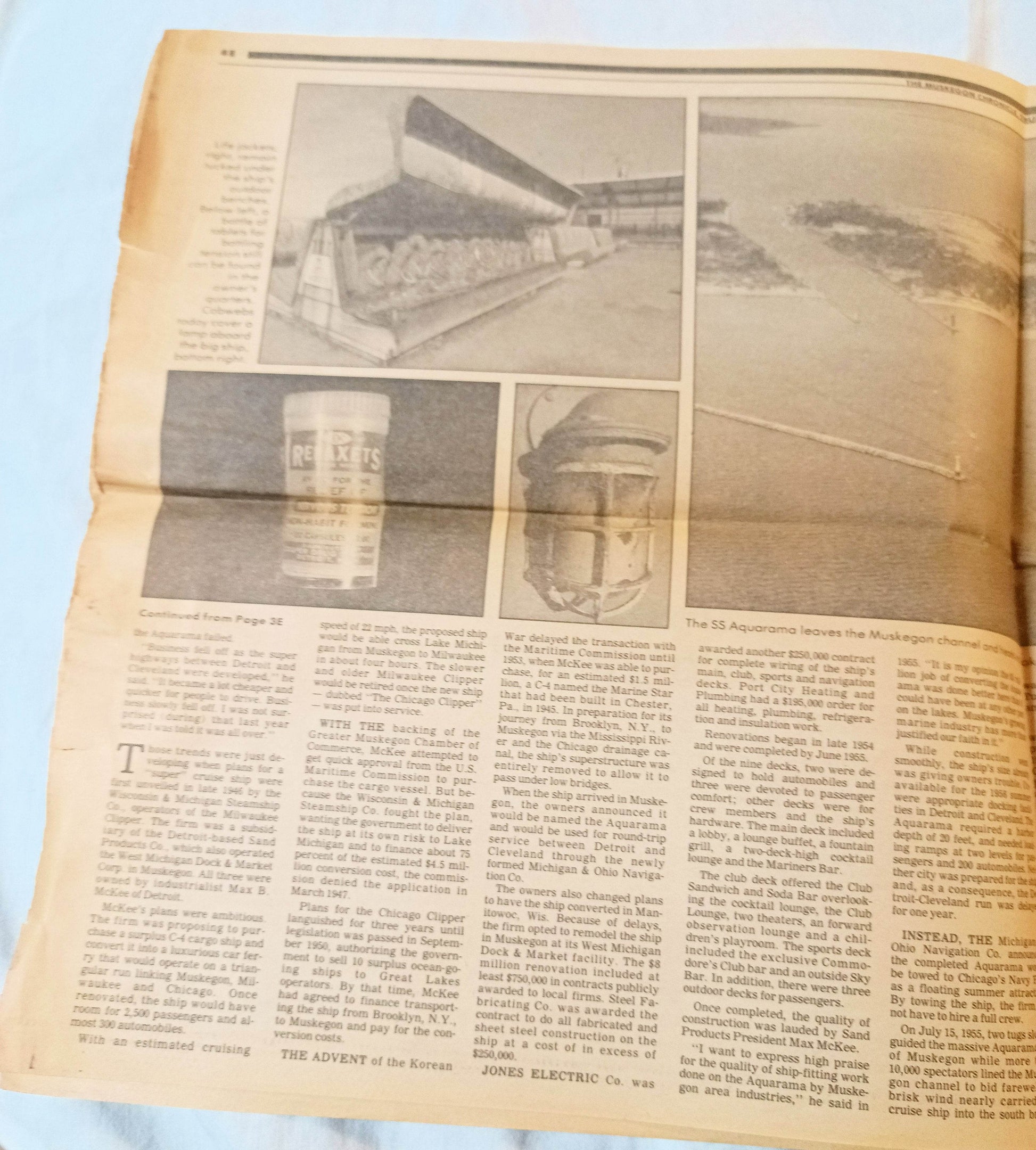 Aquarama Remembering The Ship's Glory Days Newspaper Insert 1988 - Tuliptuff