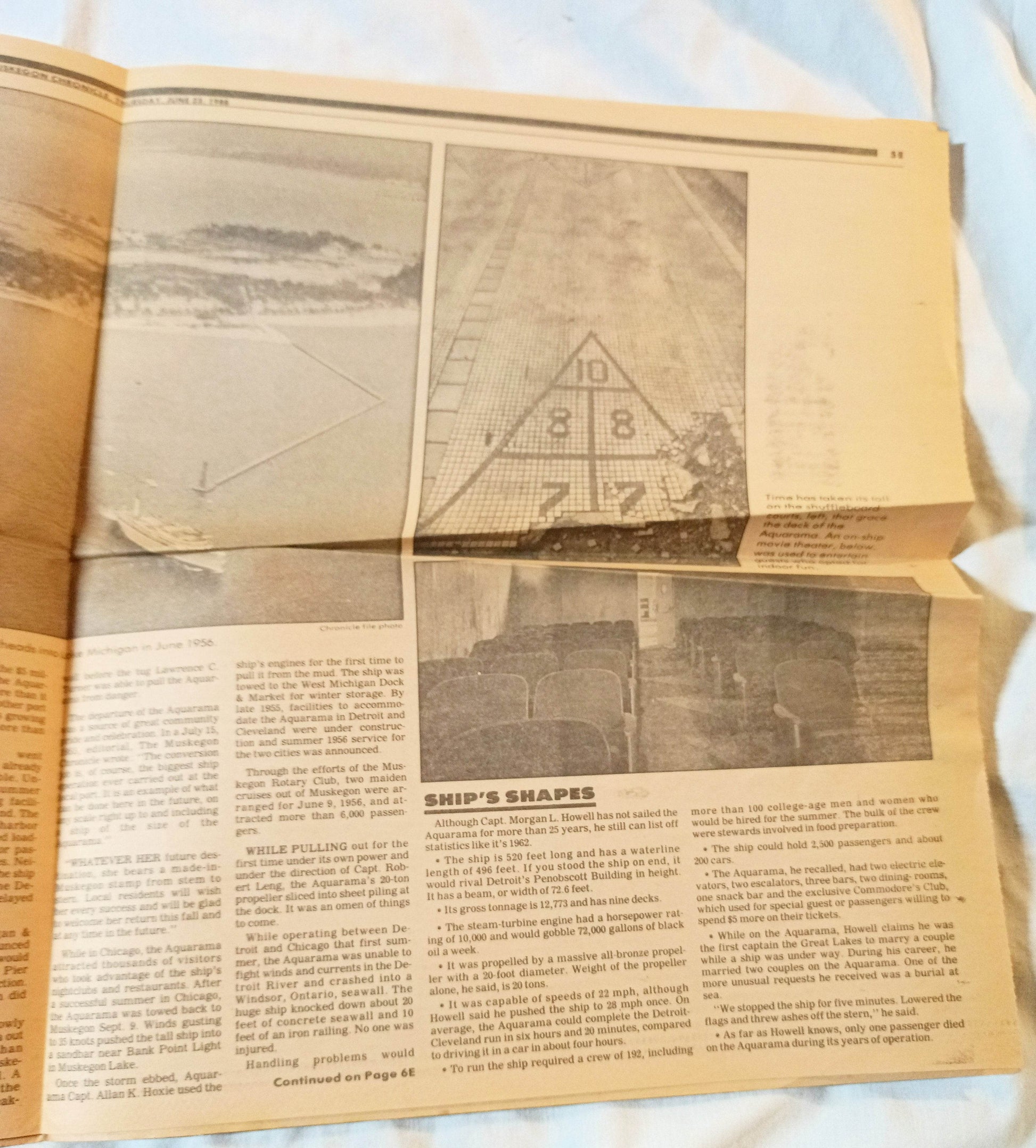 Aquarama Remembering The Ship's Glory Days Newspaper Insert 1988 - Tuliptuff