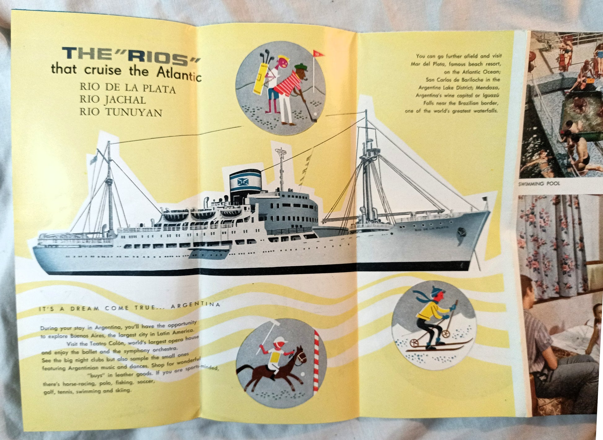 Argentine Lines 1961 Cruise Brochure Rio De La Plata Jachal Tunuyan - TulipStuff