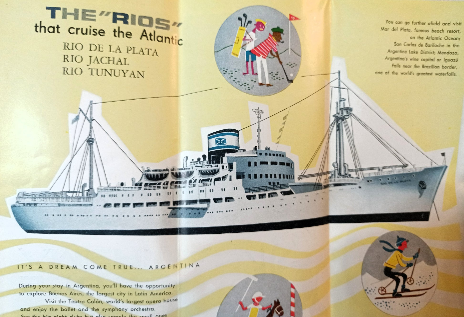 Argentine Lines 1961 Cruise Brochure Rio De La Plata Jachal Tunuyan - TulipStuff