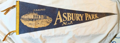 Asbury Park New Jersey Casino 26" Blue Felt Pennant 1940's - TulipStuff