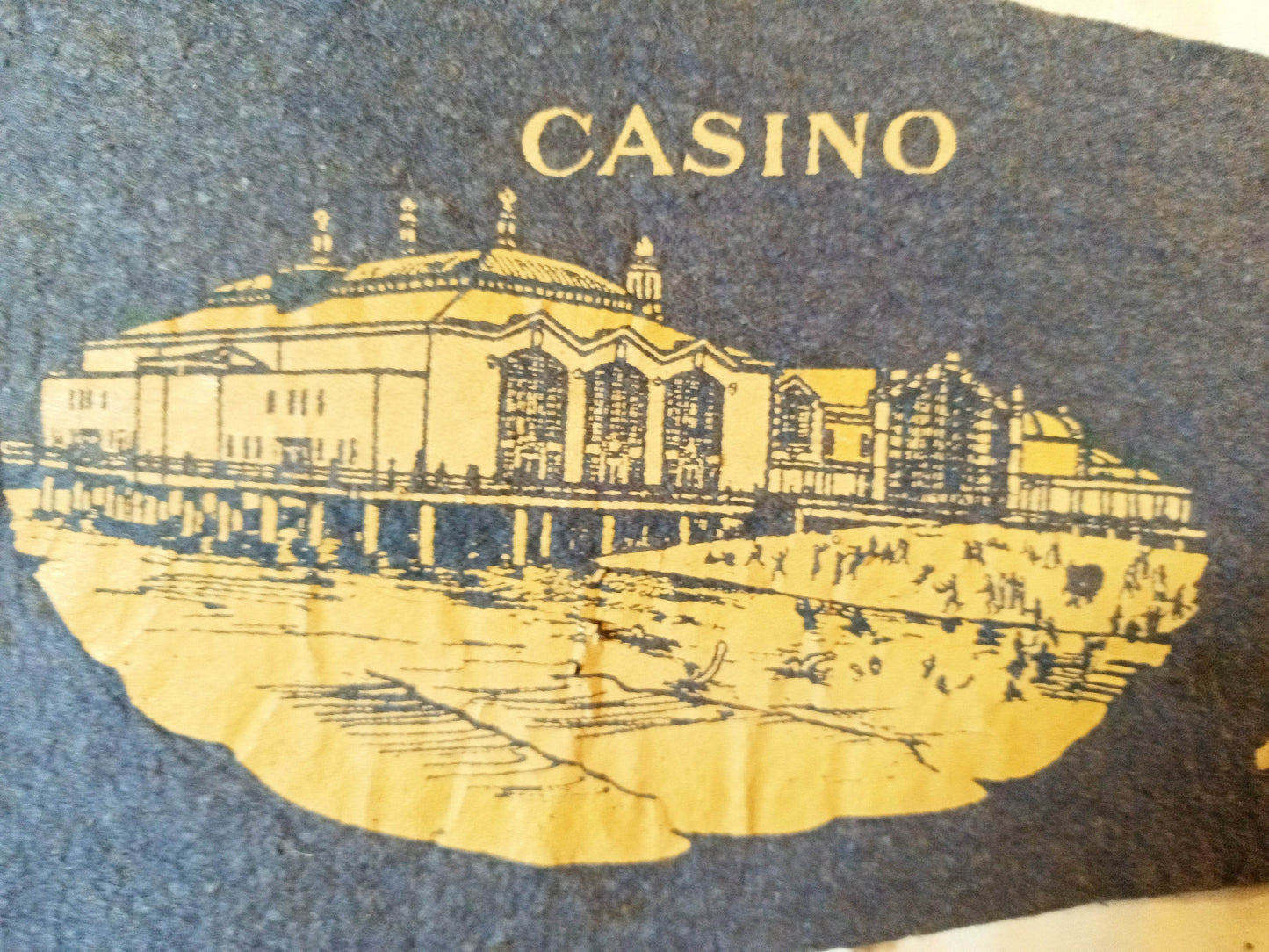 Asbury Park New Jersey Casino 26" Blue Felt Pennant 1940's - TulipStuff